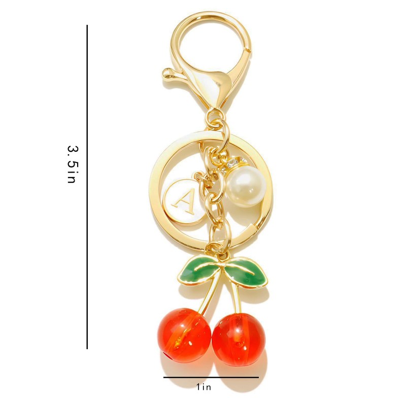 LVYOUME Cherry Keychain with Bag Charm, Resin & Metal Cute