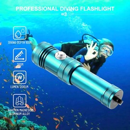 Dive Lights Scuba Diving, Super Bright Rechargeable Dive Flashlight, 4 Modes 1200LM IPX8 Waterproof Torch, 100M Underwater Light for Scuba Diving, Night Fishing, Emergency & Survival