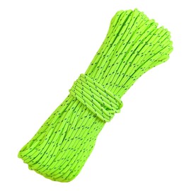 Legnowit 2mm Fluorescent Reflective Guyline Camping Paracord, Ultralight Thin Cord Rope for Tarp Rain Fly Tent Camping, 65 Feet (Green)