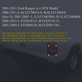 Awayet Tail Lights Assembly Compatible with 2001-2011 Ranger Rear Light Red 2Pcs