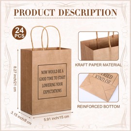 24 Pcs Funny Gag Gift Bags, Funny Snarky Gift Bag Set, Funny Birthday Gift Bags, Funny Wrapping Paper Bags, Thank You Gift Bags with Handles, Christmas Holiday Party Supplies Goodie Bags for Women Men