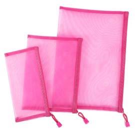 Sinzip 12 Pieces Zipper Nylon Mesh Pouch, Mesh Cosmetic Bags Makeup Bags Pencil Case, Multipurpose Travel Bags for Cosmetic School Office Supplies and Travel Accessories (Light Pink, Assorted Sizes)