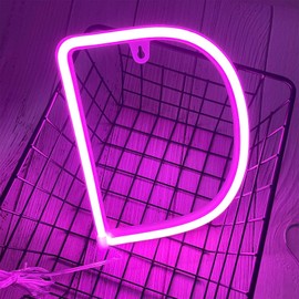 ENUOLI Pink Neon Letter Sign - Battery/USB Powered LED Alphabet Neon Art Lights for Wedding, Birthday, Christmas & Home Bar Decoration