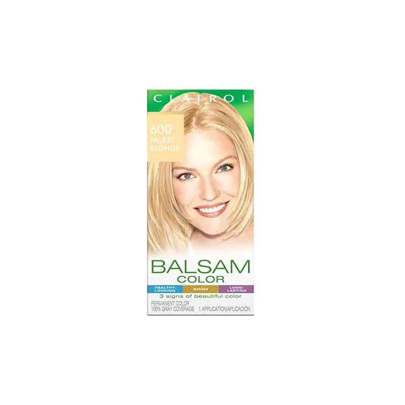 Clairol Balsam Permanent Hair Dye, 600 Palest Blonde Hair Color,
