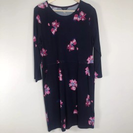 Joules Emilie Dress Size 12 Navy Floral Jersey Knit Pockets Stretch