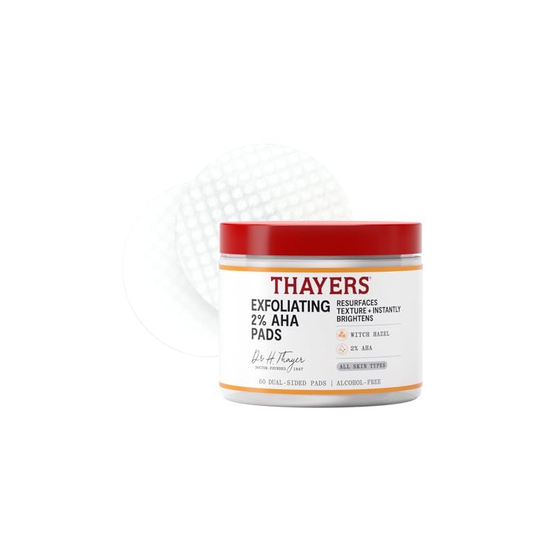 Thayers Exfoliating AHA Toner Pads for Radiant Skin