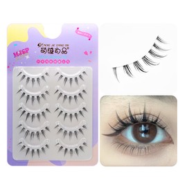 K-07 Natural False Eyelashes, Natural, 5 Pairs Popular, Transparent Axis, Soft Core, Ultra Lightweight, Soft, Handmade, Actress Eyelashes, Cosplay Makeup