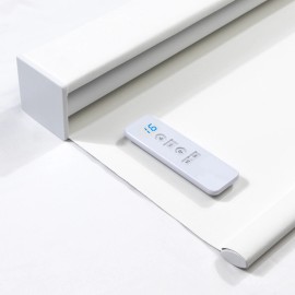 Electric Automatic Smart Home Remote Control 100%Blackout Motorized Roller Shades Blinds for Windowcolor: White, size: 27"W x 72"L