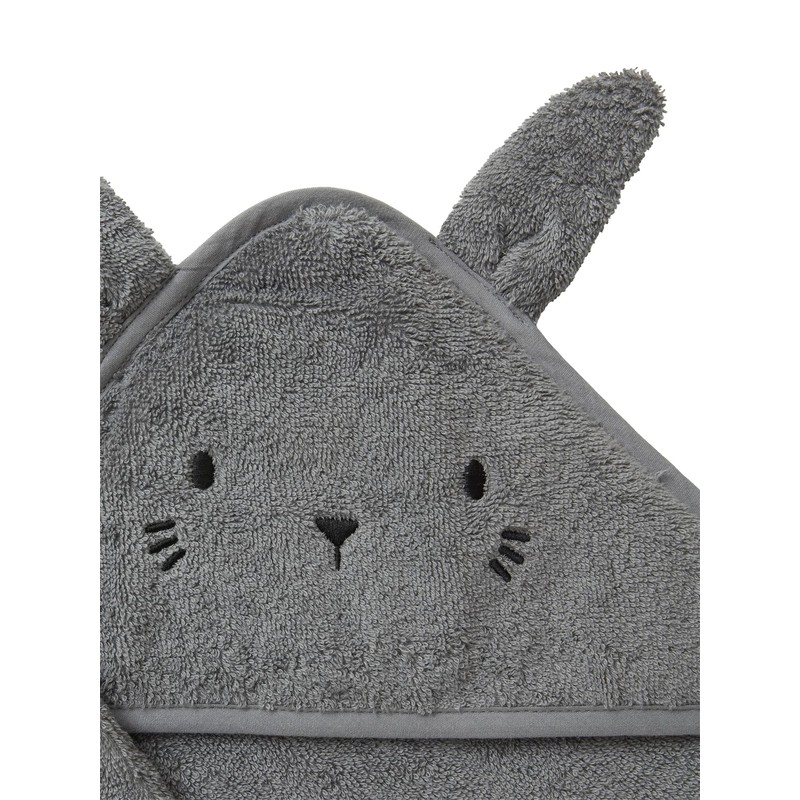 VERTBAUDET Hooded Bath Towel + Glove Organic Cotton Charcoal Grey