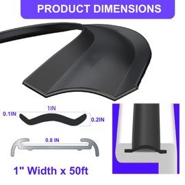 1'' RV Trim Molding Insert, 50 FT Heavy Duty RV Weather Stripping Exterior Replacement, Black Rubber Vinyl RVs Trim, Waterproof Screw Cover Corner for Camper Travel Trailer Boat Channel
