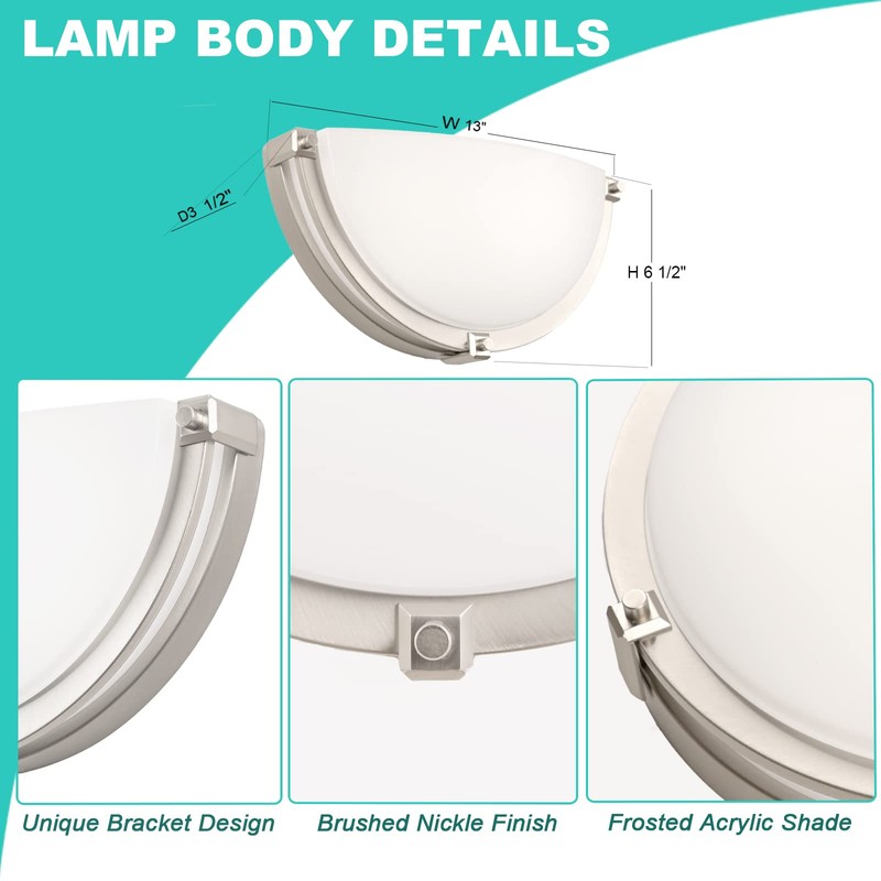 Flynix 13 inch Dimmable LED Wall Sconce, Half Moon Wall