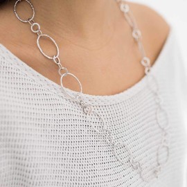 Materia K81 Women's Necklace Chain 925 Sterling Silver Oval 19 mm Links Rhodium-Plated 50 60 70 cm in Jewellery Case, Rhodium-plated (tarnish protection)