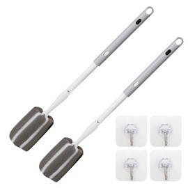 Sponge Bottle Brush Adjustable Long Handle Up to 14.5” 2-Pack | 14.5" Adjustable Long Handle; Dual-Action Scouring Pad & Sponge Head; Ultra-Powerful C