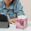 Biyejit Pink Marbles Tissue Box Cover Tissues Cube Box Cover