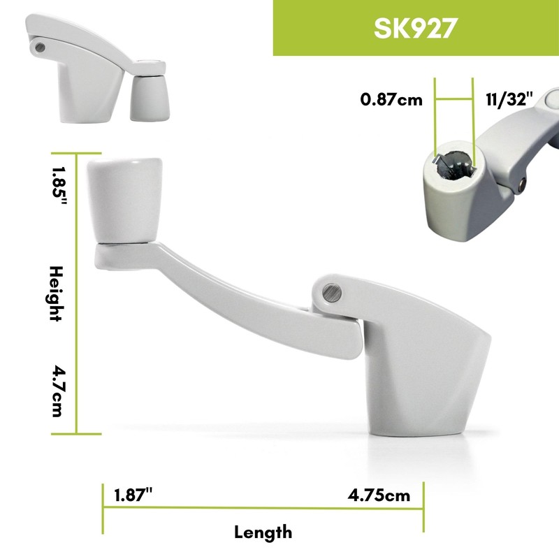 Ideal Security Folding Window Crank Handle, 11/32” Spline, White, 2-Pack