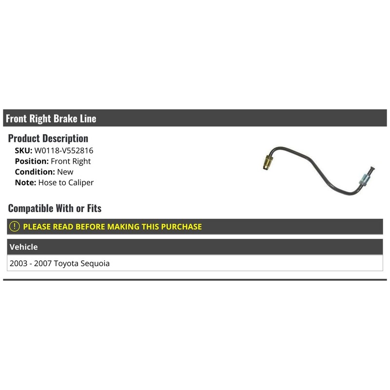 Front Right Passenger Side Brake Line - Hose to Caliper