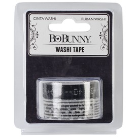 Bo Bunny Washi Tape, 0.625 by 15-Yard and 0.375 by 15-Yard, Black and White, 2-Pack