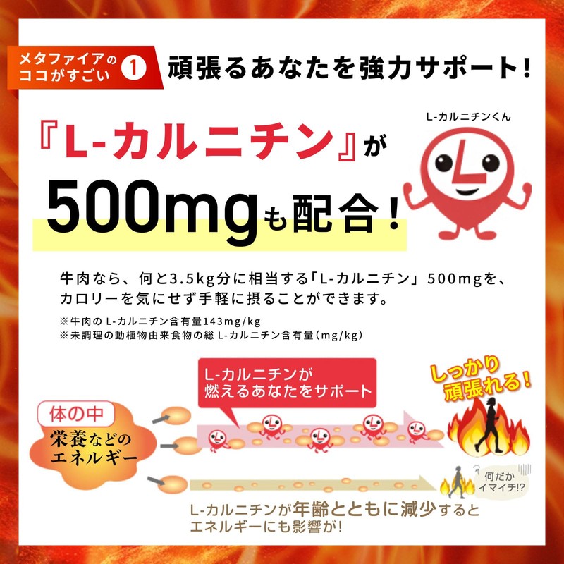 富士フイルム メタファイア (30日分 150粒) 燃焼サポート L-カルニチン500mg トウガラシエキス末(カプサイシン 含有) 5mg ショウガ