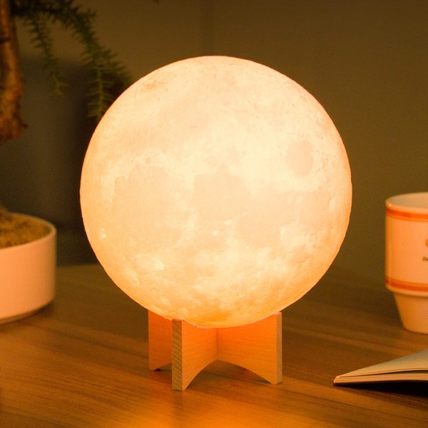 Moon Lamp - Oxyled 7.1 Inch Moon Light - 16 Colors 3D Print LED Moon Lamp Dimmable with Stand Remote Touch Tap Control - USB Rechargeable - for Kids Boys Girls Lover Friends Christmas Gift