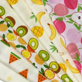 Qililandiy 7pcs Cotton Craft Fabric Bundles Precut Patchwork, 18 x 22 inches Cute Fruit Printed Quilting Fabric Fat Quarter Bundles for DIY Scrapbook Sewing