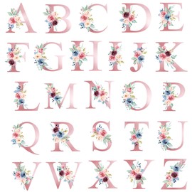 Yayatty - 26 parches bordados de transferencia de calor, letras inglesas, flores, para camisetas, jeans, vestidos, decoración artística