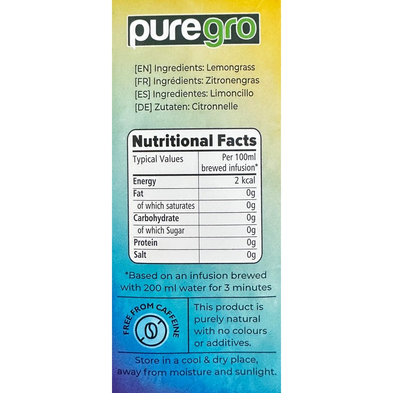 Puregro Lemongrass Tea 40g (20 Tea Bags) | PACK OF