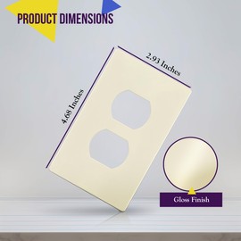 ENERLITES Screwless Duplex Wall Plate, Child Safe Receptacle Outlet Cover, Standard Size, 1-Gang 4.68" x 2.93", Unbreakable Polycarbonate Thermoplastic, UL Listed, SI8821-LA, Glossy, Light Almond