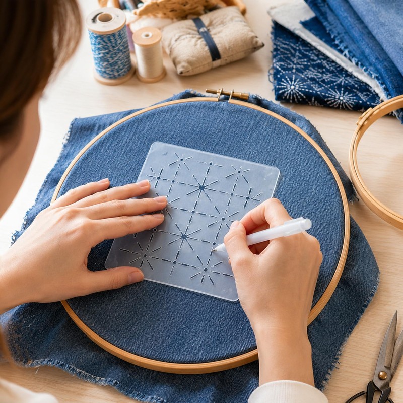 30Pcs Sashiko Stencil 4.7 x 4.7 Inch Geometric Sashiko Template