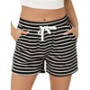 Vlazom Women's Pajama Bottoms Cotton Shorts Sleepwear Stripes Lounge Pants