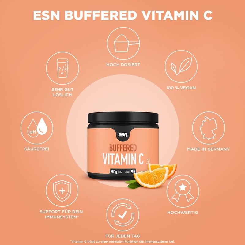 ESN Buffered Vitamin C, 250 g Powder, High Dose
