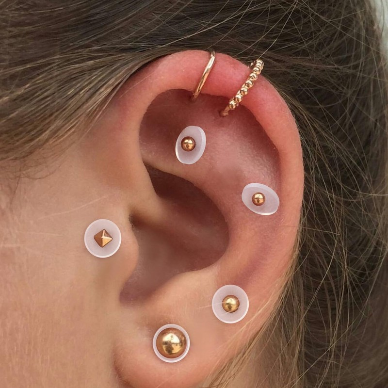 HINZIC 50Pcs Silicone Earring Backs Stopper for Piercings Clear Discs