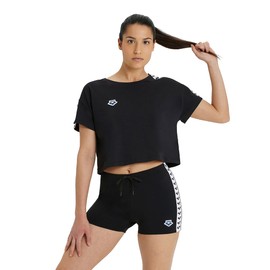 arena Women's Corinne Team Cropped T-Shirt Crop Top, Black, Medium