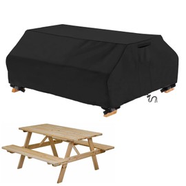 STARTWO Waterproof Picnic Table Cover Outdoor Patio Table Bench Covers for 6 ft Picnic Table Bench Set Windproof 70 / 72 Inch Black