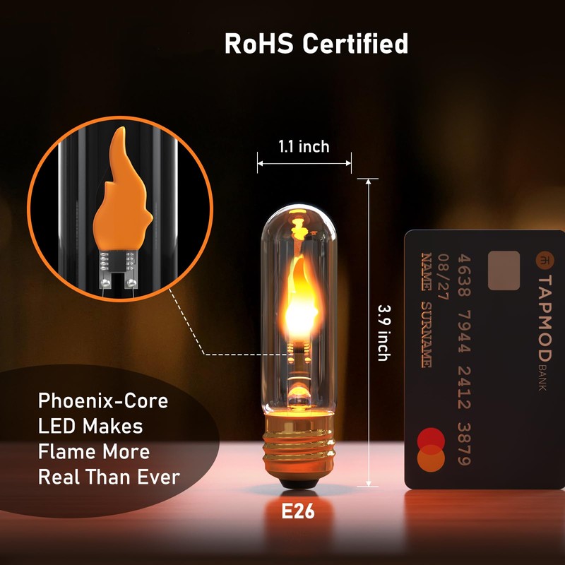 Hompavo LED Flame Bulbs (4 Pack) - 3W Flickering Fire