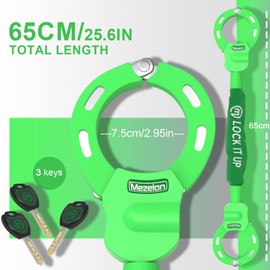 Mezelon Electric Scooter Lock, 8mm Chain Lock Bike Locks Heavy Duty Anti Theft with 3 Keys for E-Bike/Electric Scooters