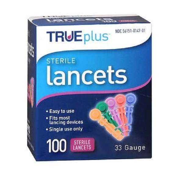 Trueplus Sterile Lancets 33 Gauge - 100 ct, Pack of 6