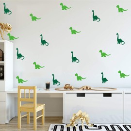 Melissalove Wall Stickers of Dinosaurs 84pcs/Pack Wall Stickers for Kids Room Baby Nursery Wall Art Decal DIY Stickers JW574 (Dark Green+Apple Green)
