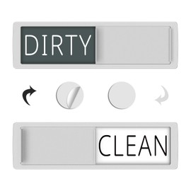 YauYik Dishwasher Magnet Clean Dirty Sign Shutter Only Changes When You Push It Non-Scratching Strong Magnet or Adhesive Options Indicator Tells Whether Dishes are Clean or Dirty (White/Grey)