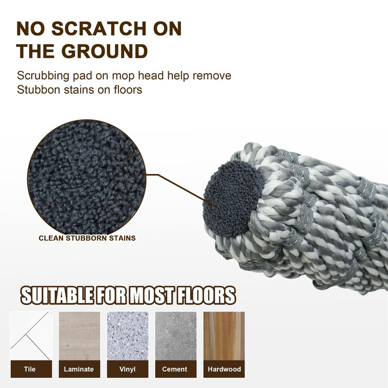kickleen Self Wringing Mop Floor Cleaning, Easy Squeeze Twist Mop,