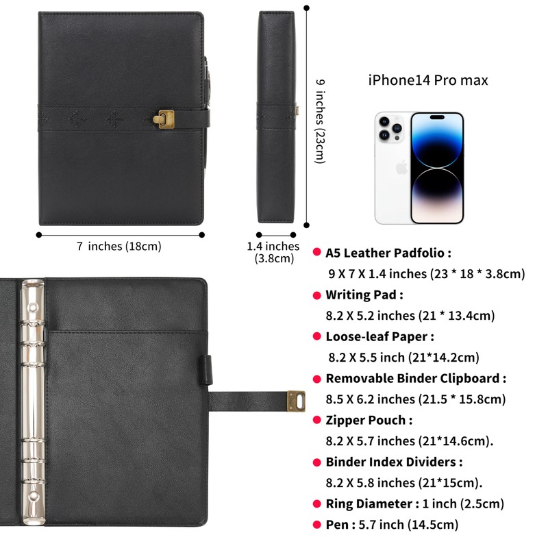 WASON A5 Diary Lined Compositions Notebook with Pen, Refillable Paper
