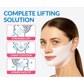 STYLIA MaxiLift V-Line Lifting Collagen Face Mask - Advanced Double Chin Reducer - Jawline Shaper - Neck Firming and Tightening Mask with Hyaluronic Acid & Aloe Vera - Chin Strap for Sleeping (10PC)