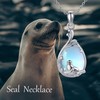 JERWLI Seal Necklace Sterling Silver Seal Pendant Necklace Moonstone Seal