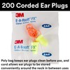 3M 3M Ear Plugs, 200 Pairs/Box, E-A-Rsoft FX 312-1260, Corded,