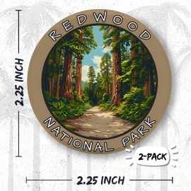 Redwood National Park California Pin Button 2.25 inch 2-Pack Giant Redwoods Tall Trees – Pinback Button for Jeans Pants Shirt Backpack – Pins for Clothes Hat Cap ID45000