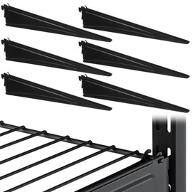 Wonderjune 6 Pcs Adjustable Locking Shelf Bracket 16 Inch Shelf Brackets Heavy Duty Wire Shelf Brackets for Deep Wire Shelving Double Track System(Black)