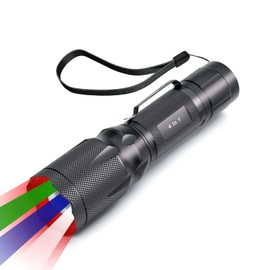 METII RGBW 4 Modes Flashlight, Red Green Blue White Light Options | Zoomable & Memory Function | Multi-Color Changing | Compact, Weatherproof for Night Vision | No Battery Included