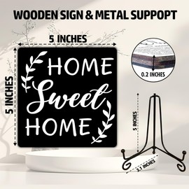 Motivational Wooden Sign,Home sweet home,home sign，Wood Plaque With A Support Frame,Home & Office Inspirational Gifts For Women & Man, Desk Decor & Accessories-A09