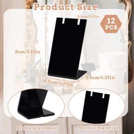 ORNAROVI 12Pcs Acrylic Earring Holder Stand, Black L-Shape Jewelry Display for Selling, Dangling Earring Display Stands, Small Earring Organizer for Necklace Jewelry Shows Retail (Black)