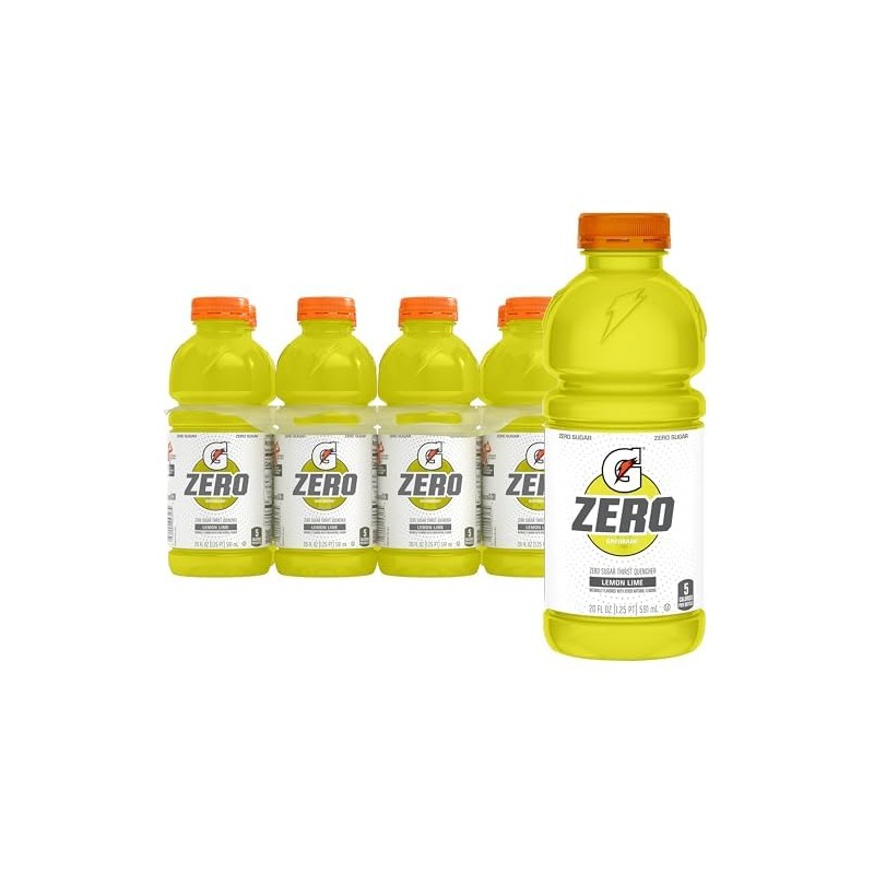 Gatorade Zero Sugar Thirst Quencher Sports Drinks, Lemon-Lime, 20 Ounce