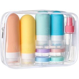 Triko Juego de 16 Botellas de Viaje, Recipientes Rellenables y Exprimibles de Silicona a Prueba de Fugas para Artículos de Tocador, Acondicionador, Champú, Loción (Colores Vibrantes)